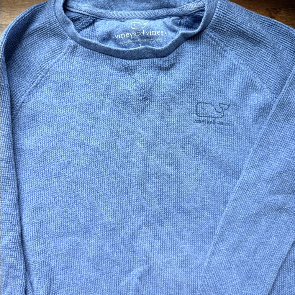 Vineyard Vines Boy's Light Blue Waffle-Knit Crewneck Sweater